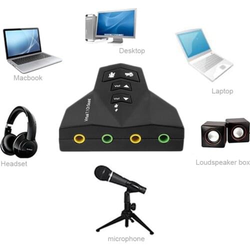 1PC Virtual 7.1 Channel Mic Headphone Sound Card USB 2.0 to 3D Audio Sound Card External Adapter For Laptop PC Audio Accessories