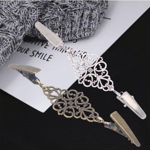 Retro Cardigan Clip Sweater Shawl Clips Keeper Collar Duck-mouth Plated Metal Clip Pin Brooch Holder Garters Accessories New