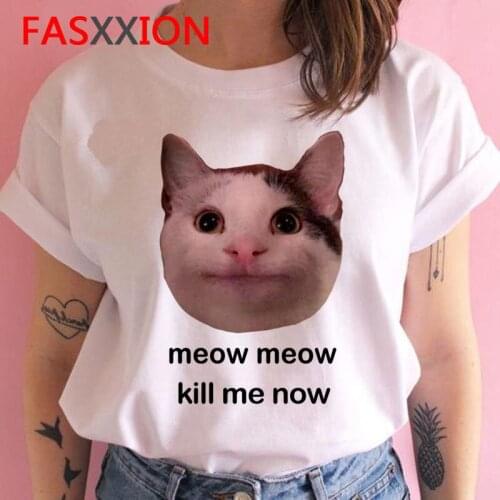 Cat t shirt women funny harajuku kawaii Grunge tshirt ulzzang aesthetic Casual female clothes t-shirt summer short sleeve