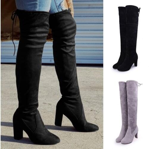 Women Boots Winter Boots High Quality Over The Knee Boots Long Boots Comfort Warm Square Heels Shoes Зимняя Обувь Женская 2021