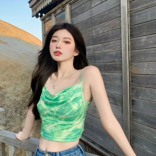 Women Strappy Bandage Cross Backless Green Tops Vest Summer Sexy Short Crop Top Camis Tees Womens Clothing Summer 2021