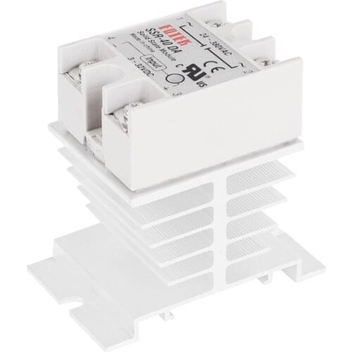 1Pcs SSR10-40A Single Phase Solid State Relay Aluminum Heat Sink Dissipation Radiator