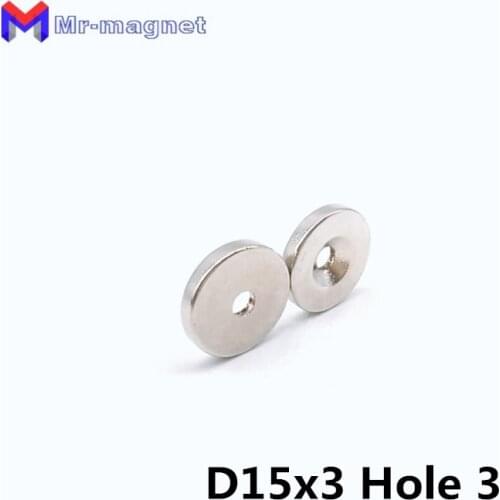 100pcs 15x3 hole: 3mm magnet countersunk ring 15x3-3 magnets 15mmx3mm Hole: 3mm rare earth N35 15*3 hole 3mm magnet 15x3-3mm