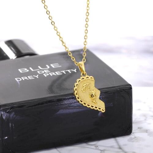 Fashion 2 Pcs/ Set Broken Heart Pendant Necklace Stainless Steel Love Couple Pendant Bohemian Jewelry Gift for best friends