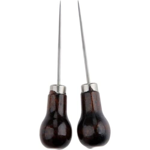 2Pcs Sewing Punch Hole Hook Awl Leather DIY Handmade Leather Craft Tool 120mm Leather Stitching Sewing Awl Repair Tool