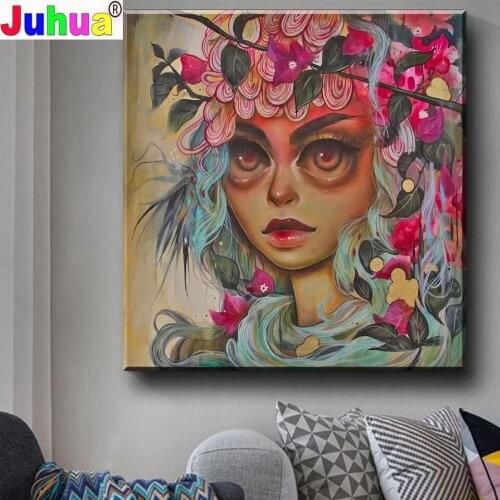 5D DIY Diamond embroidery"Flower Big Eyes Girl" Home Art Mosaic Kit Picture Diamond Painting Full Square/Round Drill Portrait