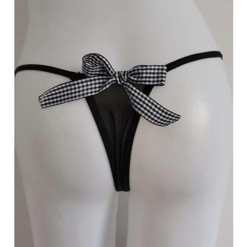 Bowknot Mini Bikini Lace Crotch Transparent G String Thong Underwear Cute Girly Sexy Women Panties Seamless Briefs Underpants