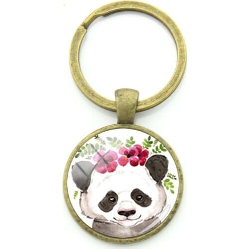 TAFREE Panda Lion Rabbit Dog Key Holders For Men Car Decorate Classic Animal Key Rings With Bronze Metal Charms