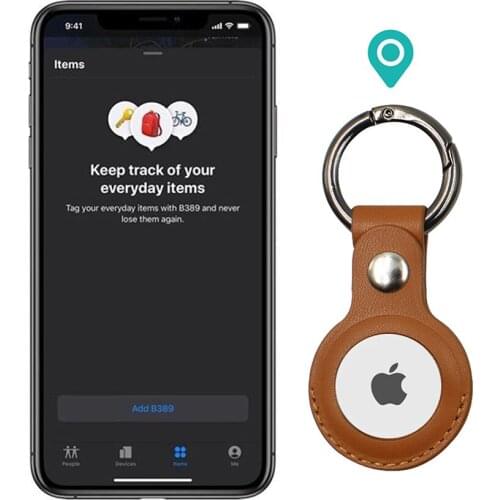 CASEIER PU Case For Apple Airtags Protective Keychain Case Airtag Tracker Anti-lost Locator Device Leather Cover For Airtag