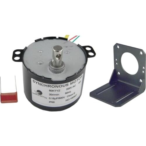 Electric Synchronous Motor 50KTYZ 220V 20RPM Micro AC Motor With Fixed Bracket Gear Reduction Motor Holder