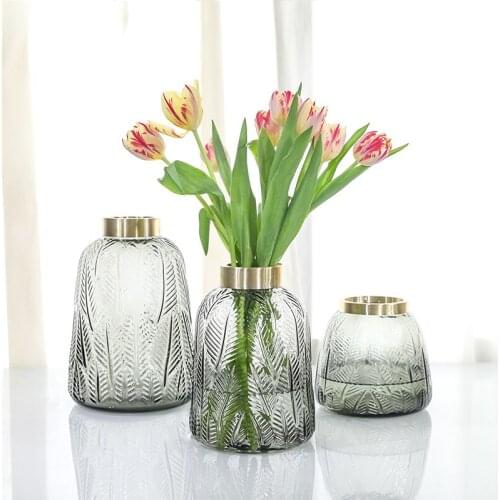 European Copper Ring Glass Vase Arts and Crafts glass terrarium flower vases wedding decoration home decor accessories modern