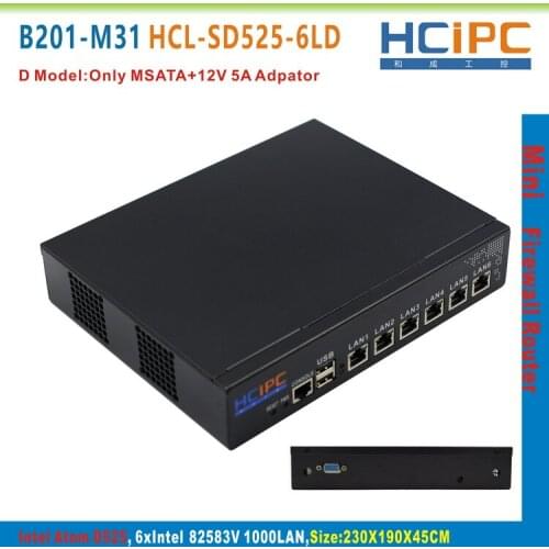 HCiPC B201-M31 HCL-SD525-6LD, Atom D525 82583V 6LAN Mini Firewall Barebone,6LAN Mini Router,Mini PC,4LAN Motherboard
