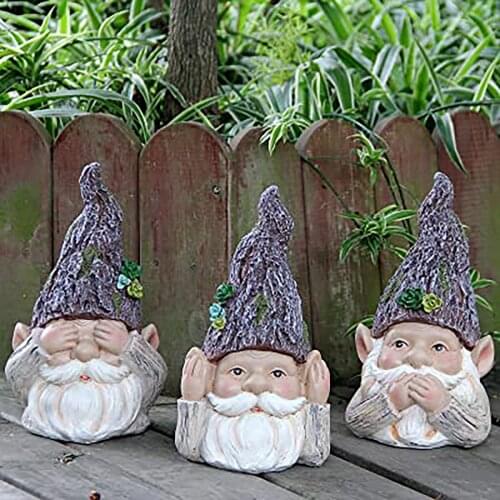 Garden Gnome Statue Can’t Hear Evil See Evil Don’t Say Evil Dwarf For Garden Yard Ornament Resin Mini Figurines Outdoor Crafts