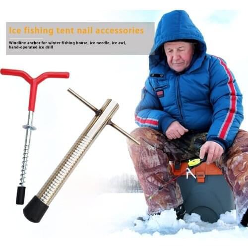 Winter Ice Fishing Drill Tent Pegs Fixed Nail Ice Fishing Rod Holder Screw Nail Fishing Accessories