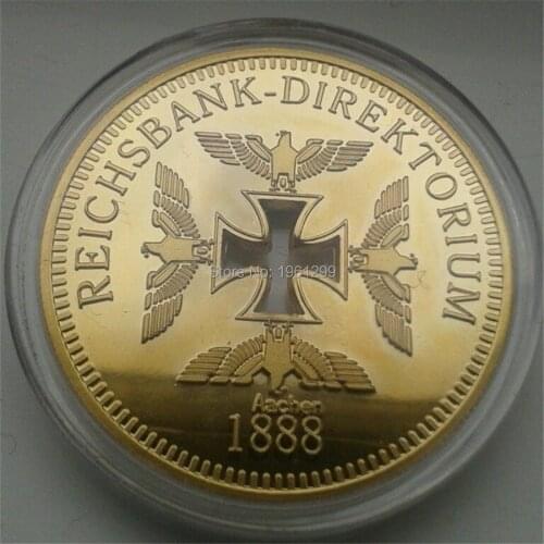 Gold Clad Reichsbank Aachen 1888 Souvenir Coin 1 Pcs/Lot 999/1000 ,Deutschland zinc Cross Very Rare Coin