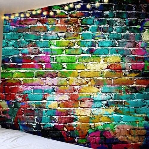 Colorful Nordic Marble Tapestry Simulate Floor Ceramic Tile Printing Wall Decoration Farmhouse Multicolor Stone Brick Blanket