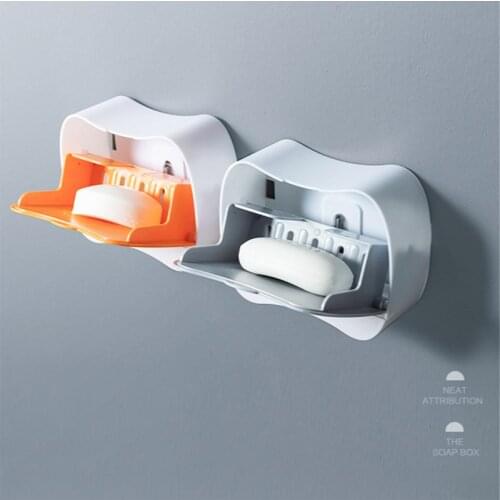 Clamshell Creative Soap Dish Non-Perforated Toilet Drain Soap Dish Punch-Free Soap Box Storage Wall Mount Shelf Bathroom Items