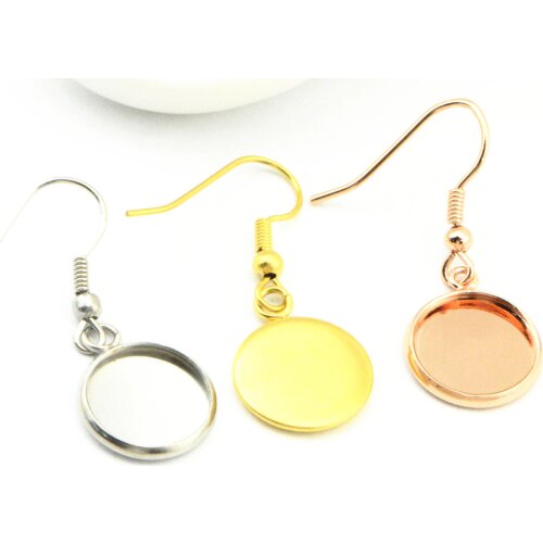 20PCS Stainless Steel Earring Hooks Concave Round Smooth Blank Base 6-30MM DIY Jewelry Making Accessories Supplies C