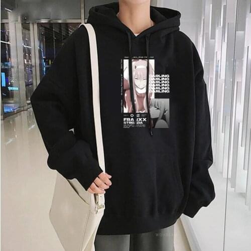 Fashion Japan Anime Darling In The Fanx Zero Two Poster Hoodies Sweatshirt Kawaii Cartoon Sweet Girls Harajuku Winter Hoodies