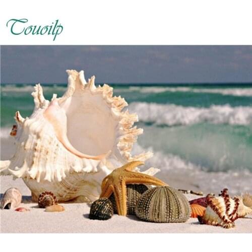 Rhinestones mosaic painting conch 5D Beach sea view round full drill diamond painting shell diamond embroidery cross stitch