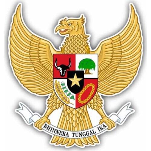 Funny Indonesia Coat of Arms KK Decal Car Sticker Waterproof Reflective Laser Fashion Pvc 12CM X 12.9CM