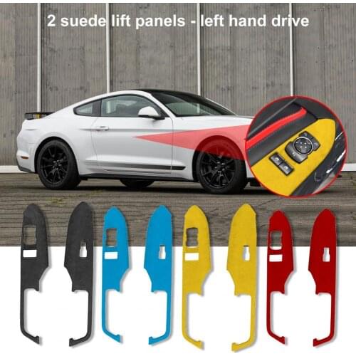 2Pcs Window Switch Panel Decor Sticker Wear-resistant Anti-scratch Suede material Sticker for Ford Mustang 2015-2019 Left Drive