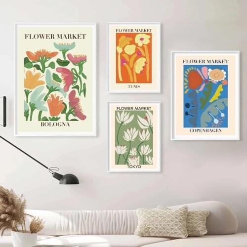 Flower Market Canvas Painting Plants Blooming Wall Art Poster Home Decoration Living Room Interior Abstract Pictures and Prints