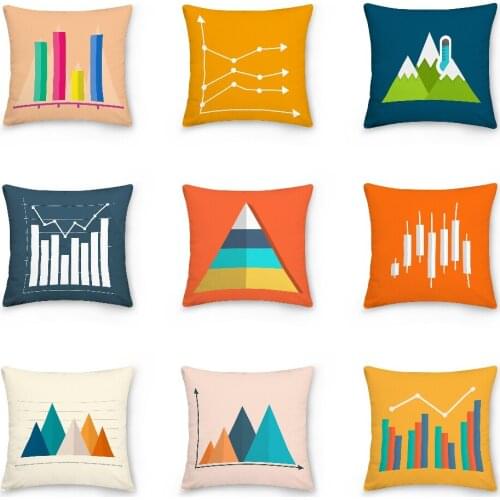 Chart Pattern Pillowcase Cushion Cover Bed Pillow Cover Graph of Mathematical Data Changes Sofa Cushion Case Home Decor