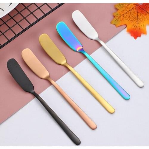 Stainless Steel Butter Cheese Knife Pointed Head Long Handle Tableware Jam Cream Spatula Toast Cake Spreader Kitchen Accessories