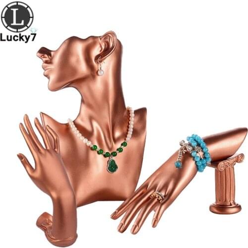 OK Hand Copper Resin Side Face Portrait Hand Model Necklace Jewelry Stand Storage Earrings Hanging Ring Jewelry Display Props