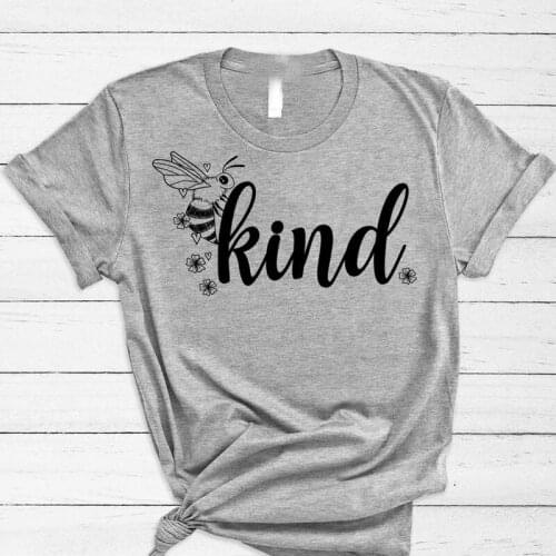 Bee Kind Short Sleeve Tshirt Women Fashion Save The Bees T-shirt Plant These Flowers Slogan Shirts Girl Cotton Tops Dropshipping