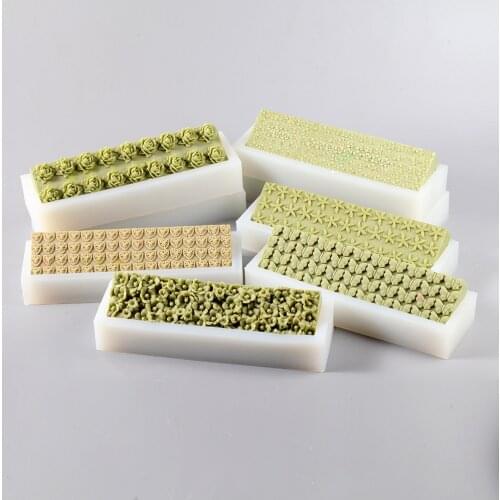 Silicone Soap Mold Rectangular Flower with Embossed Loaf Soaps Mould Handmade Soap Making Tool