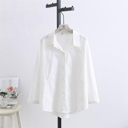 Plus Size XL-4XL White Green Spring Summer New Tops Women Long Sleeved A-line Blouse Solid OL Blusas