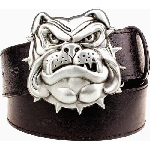 Fashion New Mens belt metal buckle belts angry Bulldog head Street Dance accessories hip hop waistband novel belt for women