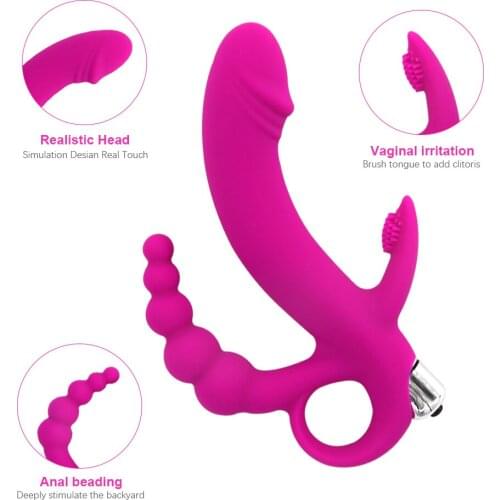 Silica Gel Plug Double-Headed Vibrating Anal Beads Couple Masturbation G-Spot Vibrating Anal Massage
