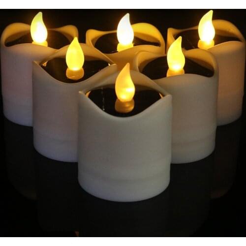 Solar Candles Flameless LED Candle Flickering Tea Light for Valentine Wedding Party Decor, Yellow