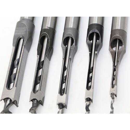 Twist Drill Bits Square Auger Mortising Chisel HSS Drill Set for Woodworking Drill Tools Kit Set Square Hole Extended Saw