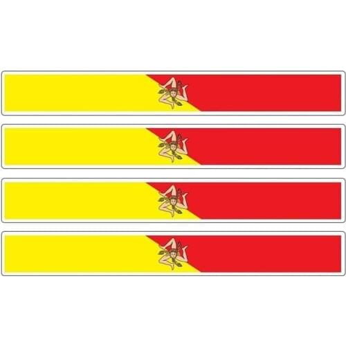 SZWL 4 X Sicilia Italy Sicily Car Stickers Car Stripe Motorcycle Racing Flag Sticker Waterproof Accessories Vinyl,13cm*2cm