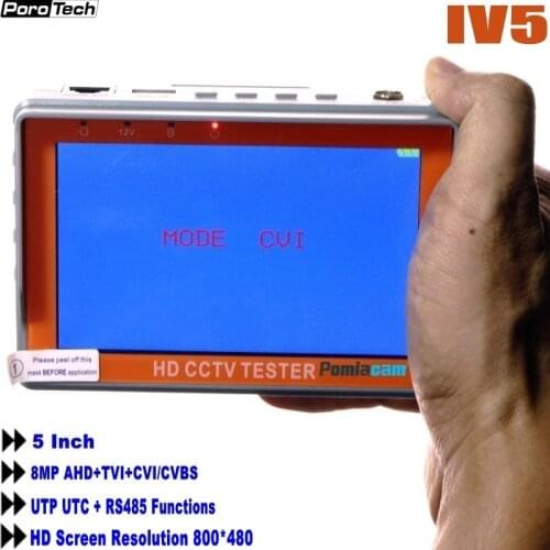 IV5 5 inch 8MP CCTV Camera Tester AHD Tester monitor TVI CVI CVBS portable CCTV tester Monitor Support UTP PTZ tester cameras