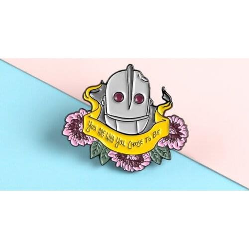 The Iron Giant Pin Robot Art Cartoon Icon Quote Movie Inspirational Soft Enamel Pin Badge Brooch for Women Men Robot Jewelry