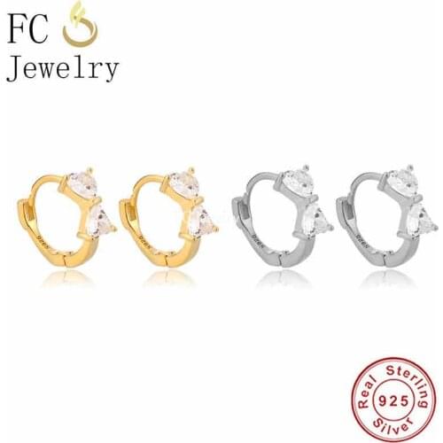 925 Sterling Silver 18k Gold Plate Round Cirlce Bow Tie Zircon Huggies Hoop Earring For Women Pendientes Brincos 2021 Fashion