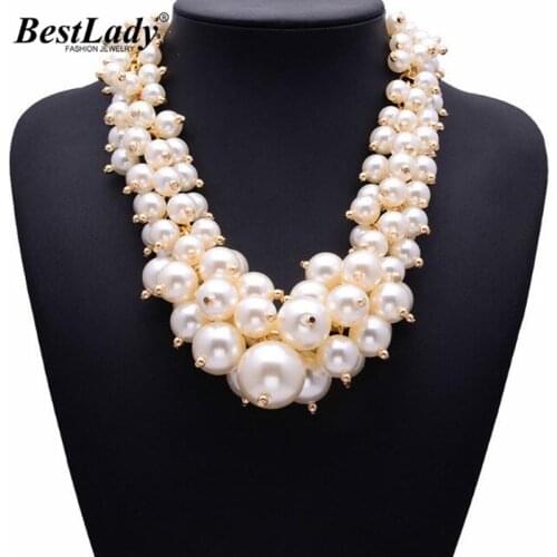 Best lady New Arrival Fashion Simulated Pearl Choker Necklace Luxury Statement Good Quality Jewelry Hotsale Necklace 9954