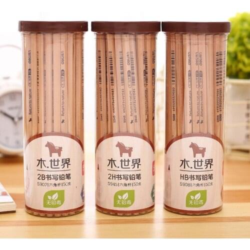 1pcs Deli stationery raw wood pencil triangular six corner Barrel Pencil HB/2B sketch writing student pencil special price