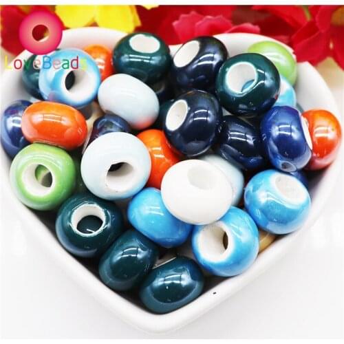 10Pcs Mixed Color Large Hole Murano Glass Spacer Loose Beads Charms Fit Pandora Bracelet Necklace Snake Chain for Jewelry Making