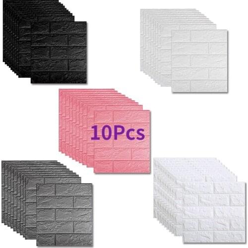 10Pcs 3D Wall Sticker DIY Waterproof Foam Brick Stickers Adhesive Wallpapers For Childrens Room Kitchen Living Room Decorations