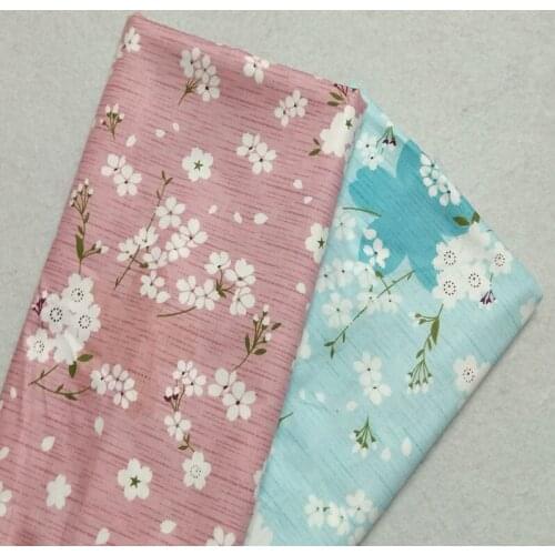 160cm Width Graceful Blooming Blue & Pink Japan Sakura Flowers Printed Cotton Fabric Bedding Quilting Clothing DIY fabric