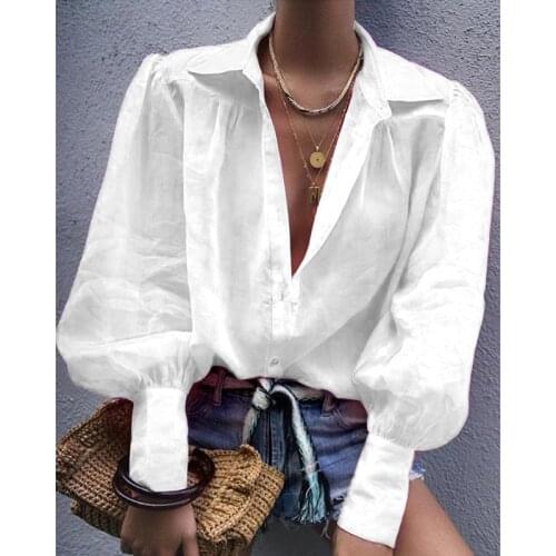 2021 Women Color Matching Deep V-Neck Tops Loose Long Sleeve Ladies Shirt Casual Female Spring Shirts Woman Clothes Basic Top