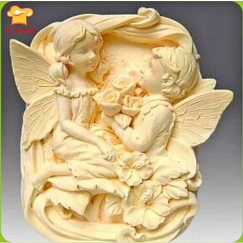 Male angel bouquet propose to the female fairy handmade soap mold silicone mold wedding candles