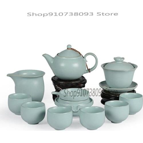 Taiwan Ru Kiln Tea Set Kung Fu Tea Set Hand-opened Household Ceramics / Time to Run