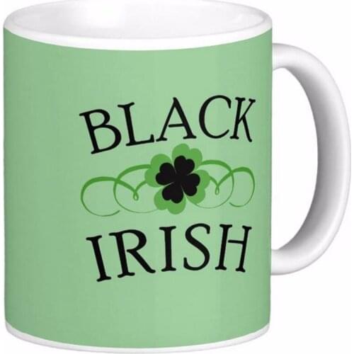 Black Irish With Black Shamrock White Coffee Mugs Tea Mug Customize Gift By LVSURE Ceramic Mug Travel Coffee Mugs